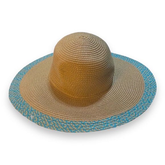 chatties Accessories - Chatties Straw Sunhat with Teal Rim, 17" across. Great sun cover! Brand New!